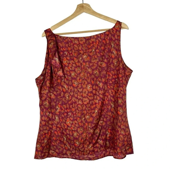 Attention Purple & Orange Animal Print Sleeveless Blouse XL - Picture 2 of 4